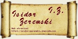 Isidor Zeremski vizit kartica